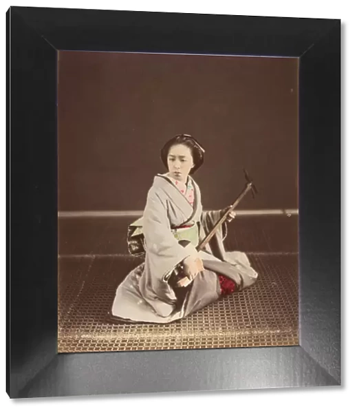 [Tokyo Geisha with Shamisen], 1870s. Creator: Unknown