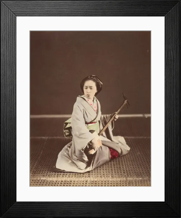 Framed Print : [Tokyo Geisha with Shamisen], 1870s. Creator: Unknown