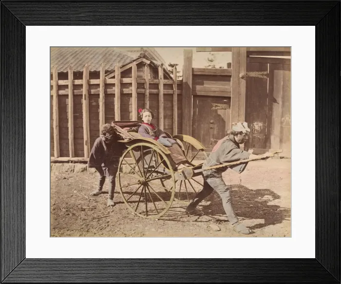 Framed Print : [Japanese Woman Posing in a Carriage], 1870s. Creator: Unknown