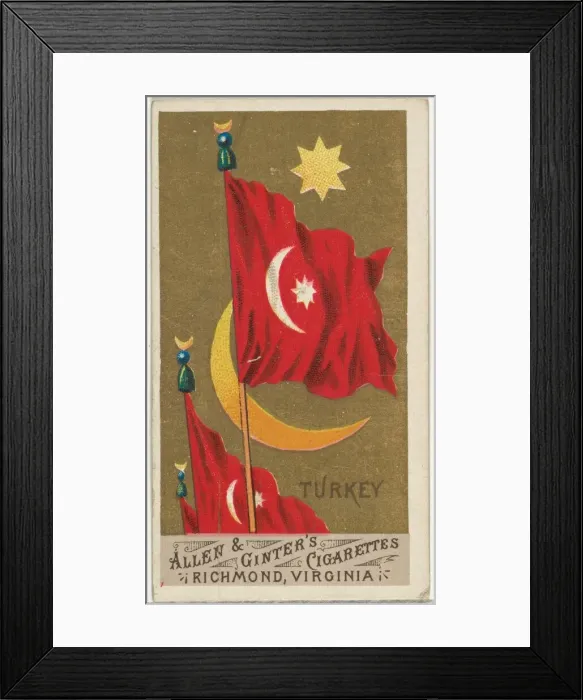 Framed Print : Turkey, from Flags of All Nations, Series 1 (N9) for Allen & Ginter Cigarettes Brands Framed Print : Turkey, from Flags of All Nations, Series 1 (N9) for Allen & Ginter Cigarettes Brands