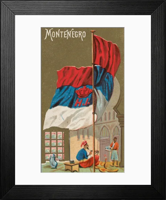 Framed Print : Montenegro, from Flags of All Nations, Series 2 (N10) for Allen & Framed Print : Montenegro, from Flags of All Nations, Series 2 (N10) for Allen &