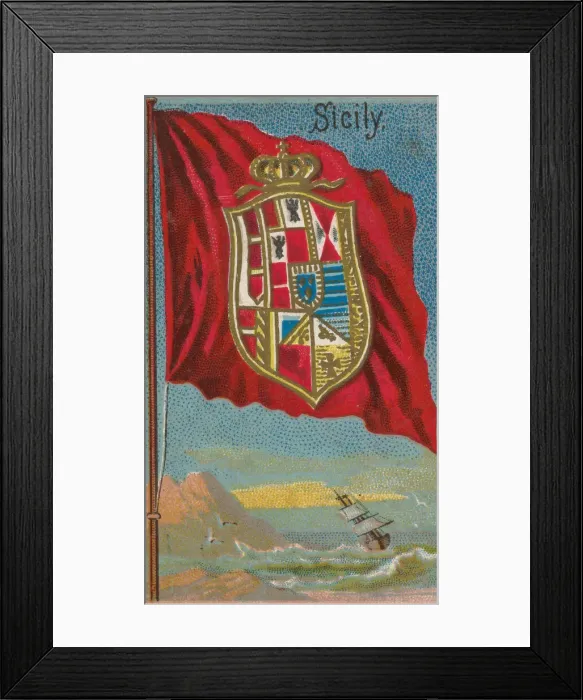 Framed Print : Sicily, from Flags of All Nations, Series 2 (N10) for Allen & Framed Print : Sicily, from Flags of All Nations, Series 2 (N10) for Allen &