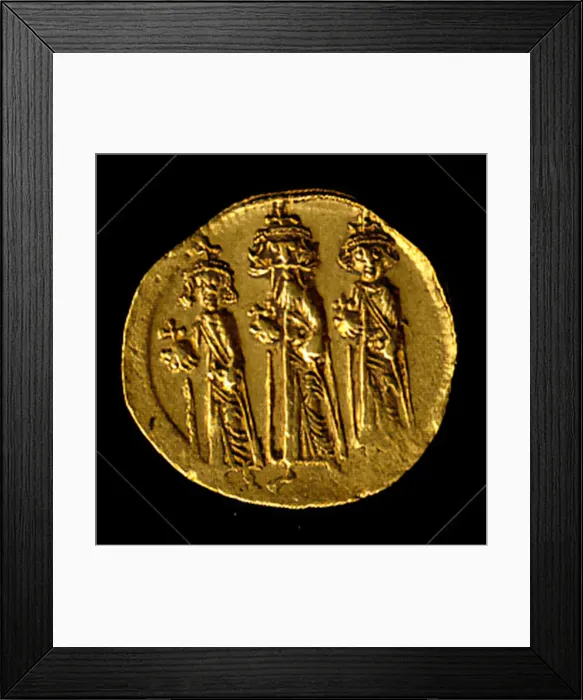 Framed Print : Solidus of Heraclius, Heraclius Constantine, and Heraclonas, Byzantine, 638-641 Framed Print : Solidus of Heraclius, Heraclius Constantine, and Heraclonas, Byzantine, 638-641