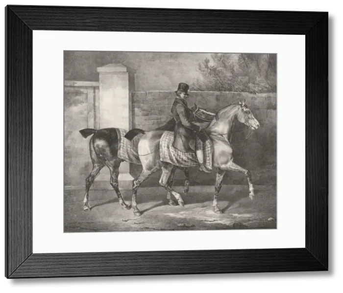 Framed Print : Two Horses Exercised by a Jockey, 1822. Creator: Theodore Gericault Framed Print : Two Horses Exercised by a Jockey, 1822. Creator: Theodore Gericault