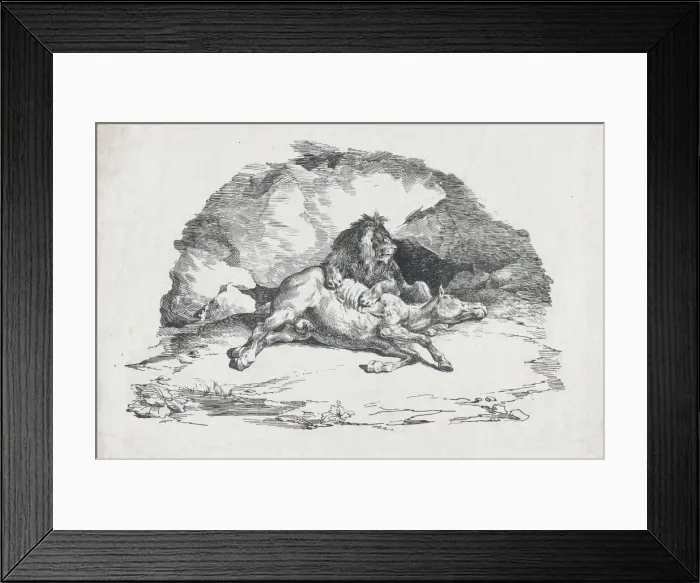 Framed Print : Lion Devouring a Horse, 1818. Creator: Theodore Gericault Framed Print : Lion Devouring a Horse, 1818. Creator: Theodore Gericault