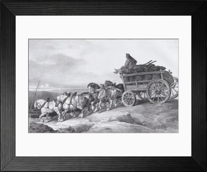 Framed Print : Coal Waggon [sic. ] Drawn by Horses, 1822. Creator: Theodore Gericault
