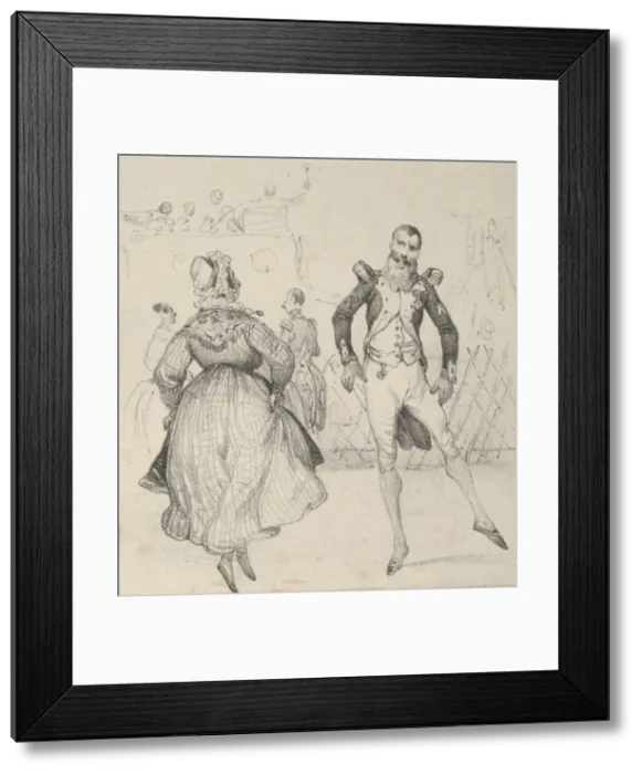 Framed Print : A soldier and a woman dancing, mid-19th century. Creator: Victor Adam Framed Print : A soldier and a woman dancing, mid-19th century. Creator: Victor Adam