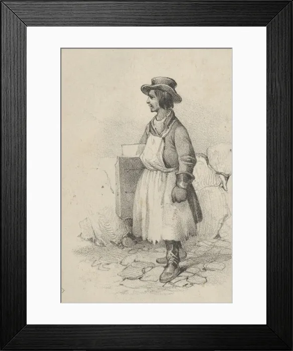 Framed Print : Man wearing an apron and a hat, mid-19th century. Creator: Victor Adam Framed Print : Man wearing an apron and a hat, mid-19th century. Creator: Victor Adam
