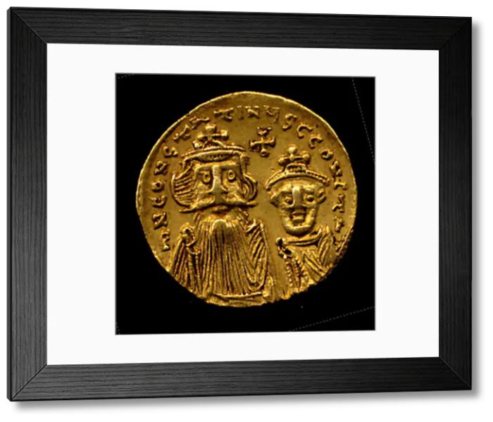 Framed Print : Gold Solidus of Constans II (641-68), Early Byzantine, 654-659. Creator: Unknown Framed Print : Gold Solidus of Constans II (641-68), Early Byzantine, 654-659. Creator: Unknown
