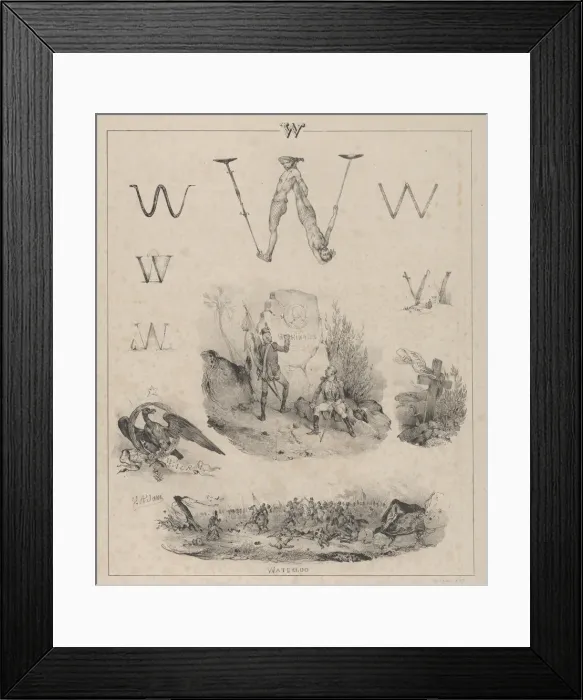 Framed Print : The letter W': Washington, Wagram, Waterloo, 1833. Creator: Victor Adam Framed Print : The letter W': Washington, Wagram, Waterloo, 1833. Creator: Victor Adam