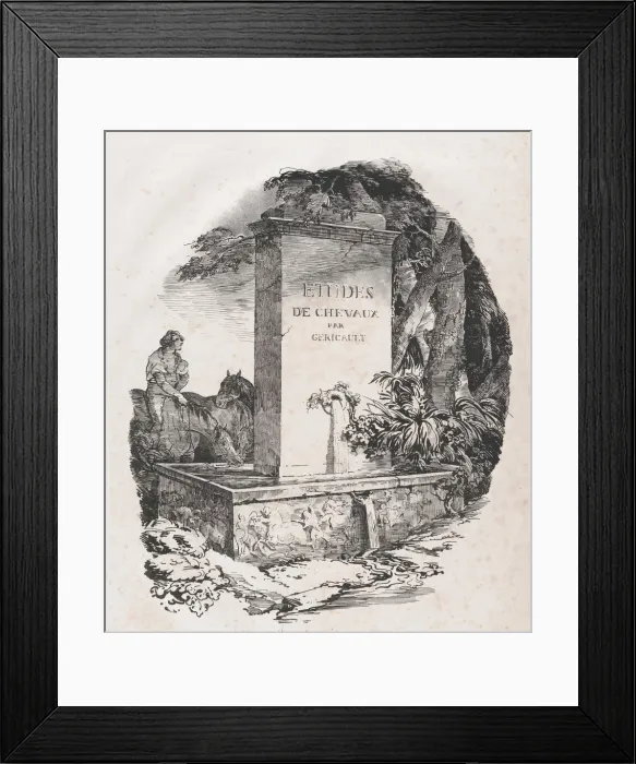 Framed Print : Watering Trough, Title Page of Studies of Horses'(Etudes de Chevaux), 1822 Framed Print : Watering Trough, Title Page of Studies of Horses'(Etudes de Chevaux), 1822