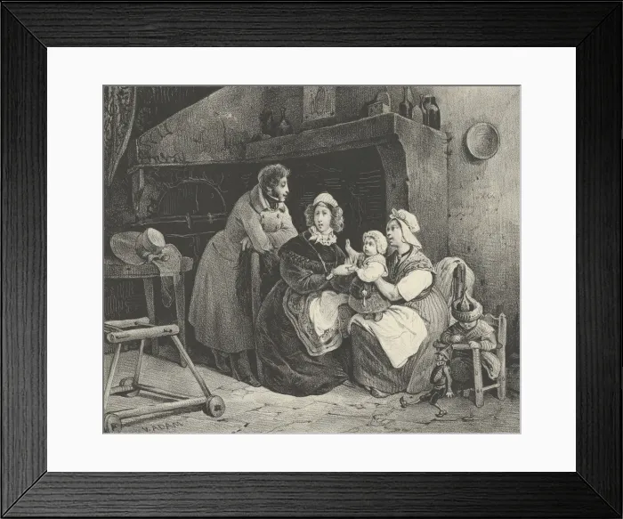 Framed Print : Visite Chez la Nourrice (Visit to the Wetnurse) (from Journal l Artiste), 19th century Framed Print : Visite Chez la Nourrice (Visit to the Wetnurse) (from Journal l Artiste), 19th century