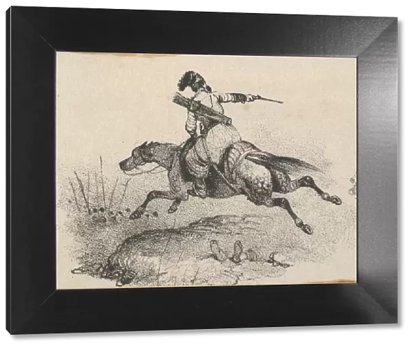 Soldier on galloping horse, mid-19th century. Creator: Victor Adam