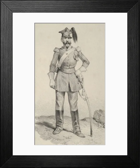 Framed Print : Standing soldier with his hand on the helm of his sword, mid-19th century Framed Print : Standing soldier with his hand on the helm of his sword, mid-19th century