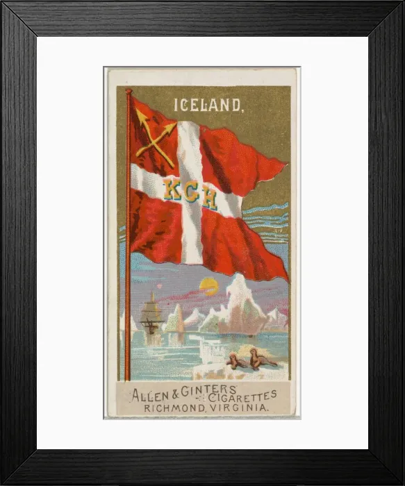 Framed Print : Iceland, from Flags of All Nations, Series 2 (N10) for Allen & Framed Print : Iceland, from Flags of All Nations, Series 2 (N10) for Allen &