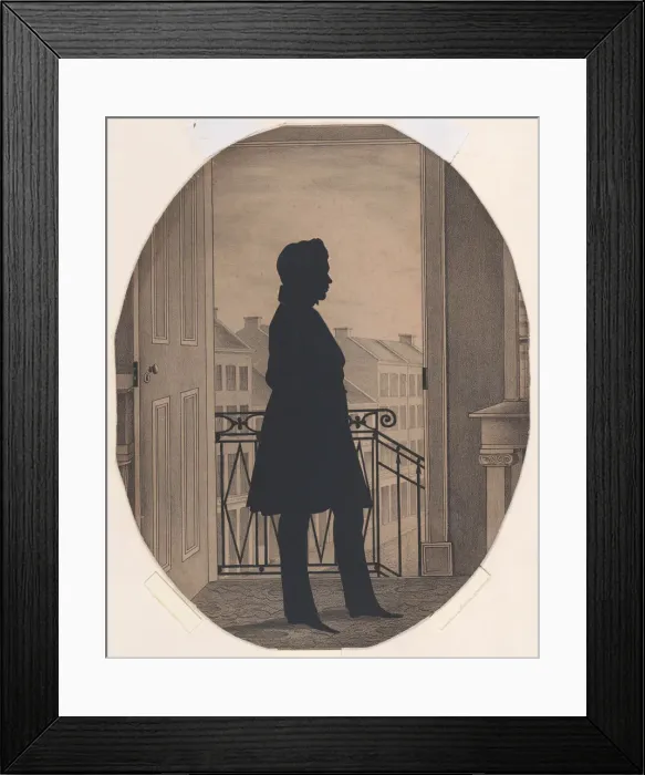 Framed Print : Silhouette of a Young Man Before an Open Window, Facing Right, before 1860