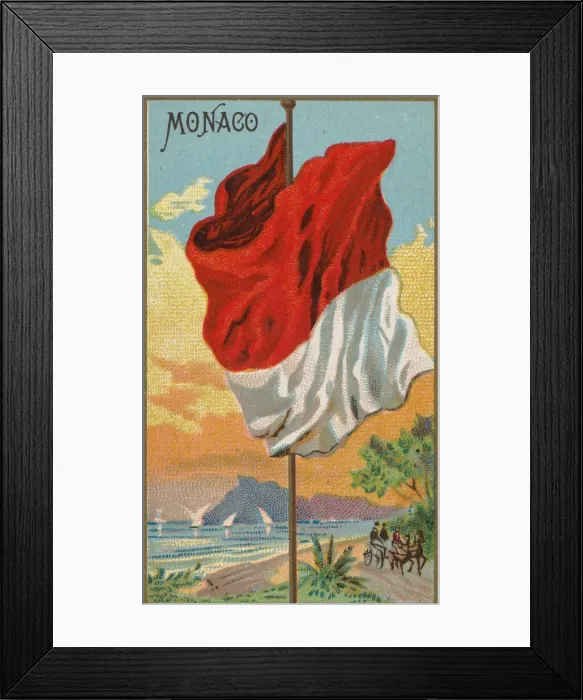 Framed Print : Monaco, from Flags of All Nations, Series 2 (N10) for Allen & Framed Print : Monaco, from Flags of All Nations, Series 2 (N10) for Allen &