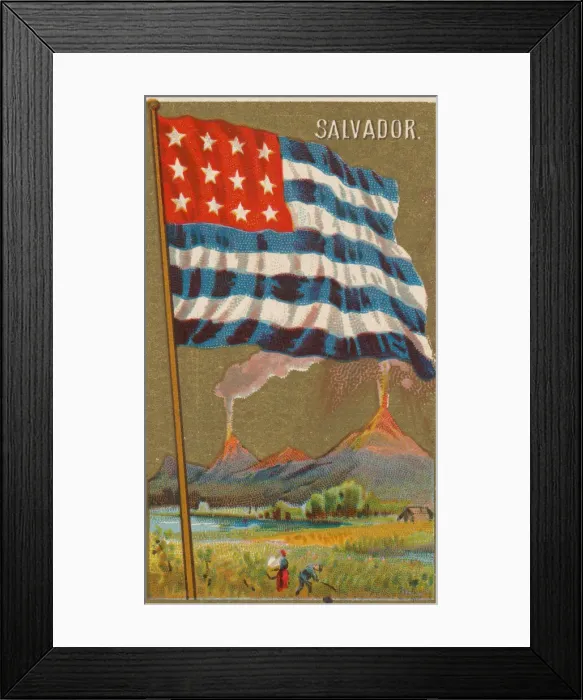 Framed Print : Salvador, from Flags of All Nations, Series 2 (N10) for Allen & Framed Print : Salvador, from Flags of All Nations, Series 2 (N10) for Allen &