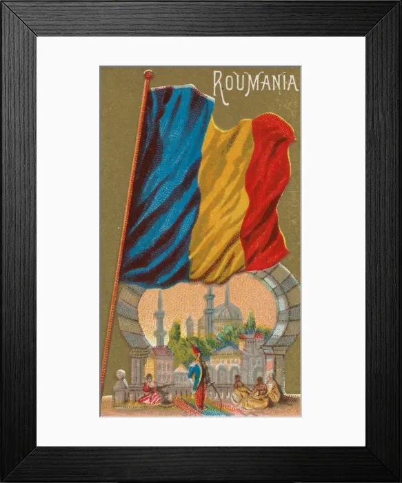Framed Print : Romania, from Flags of All Nations, Series 1 (N9) for Allen & Framed Print : Romania, from Flags of All Nations, Series 1 (N9) for Allen &