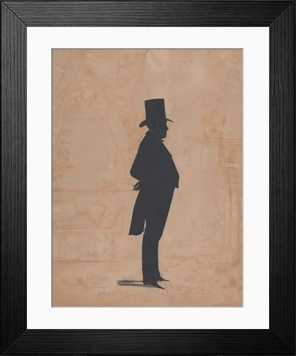 Framed Print : Silhouette of an unknown man in a top hat and tails, 1828-83 Framed Print : Silhouette of an unknown man in a top hat and tails, 1828-83