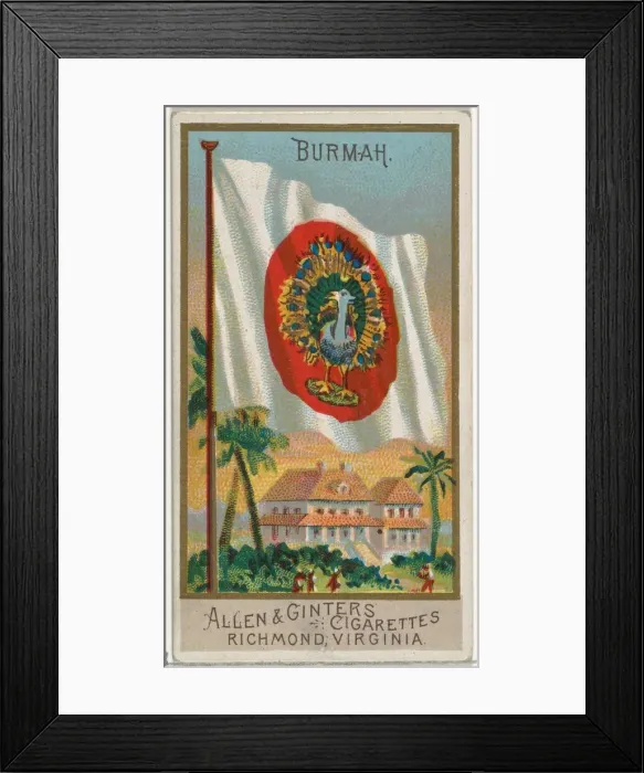 Framed Print : Burma, from Flags of All Nations, Series 2 (N10) for Allen & Ginter Cigarettes Brands Framed Print : Burma, from Flags of All Nations, Series 2 (N10) for Allen & Ginter Cigarettes Brands