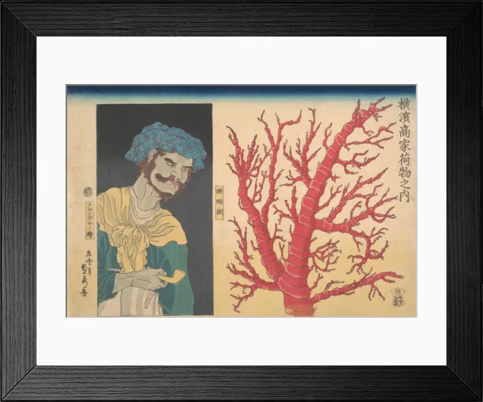 Framed Print : Stick of Coral and a Portrait of South Sea Islander, 3rd month, 1860 Framed Print : Stick of Coral and a Portrait of South Sea Islander, 3rd month, 1860