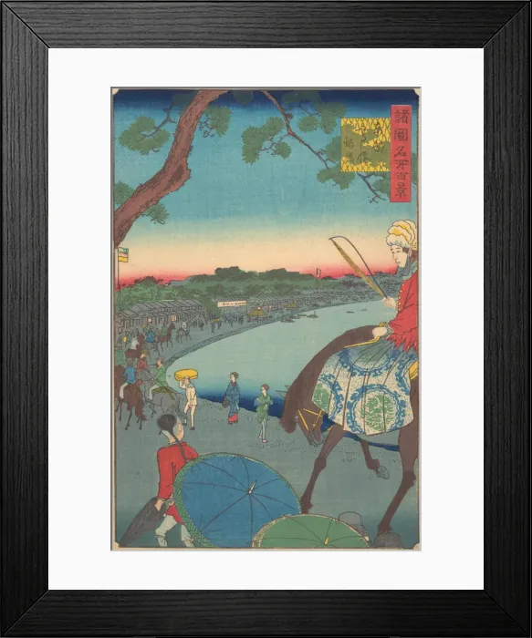 Framed Print : Foreigners Riding Along the Coast at Takanawa in the Eastern Capital, 9th month, 1861. Creator: Utagawa Hiroshige II Framed Print : Foreigners Riding Along the Coast at Takanawa in the Eastern Capital, 9th month, 1861. Creator: Utagawa Hiroshige II