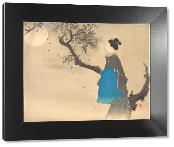 Profile View of a Woman Strolling in the Moonlight, ca. 1908. Creator: Unknown