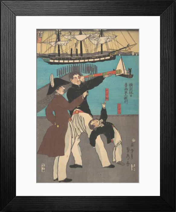 Framed Print : Russians Enjoying a Holiday in Yokohama, 1861. Creator: Sadahide Utagawa Framed Print : Russians Enjoying a Holiday in Yokohama, 1861. Creator: Sadahide Utagawa