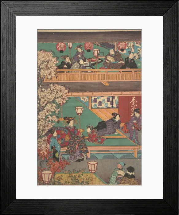 Framed Print : Early Evening in Yoshiwara Inn, 19th century. Creator: Unknown Framed Print : Early Evening in Yoshiwara Inn, 19th century. Creator: Unknown