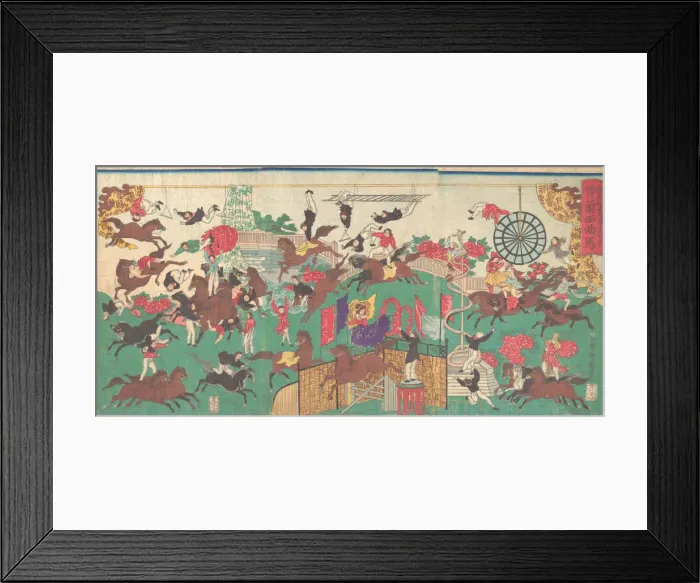 Framed Print : French Equestrian Circus on the grounds of Asakusa Kannon temple
