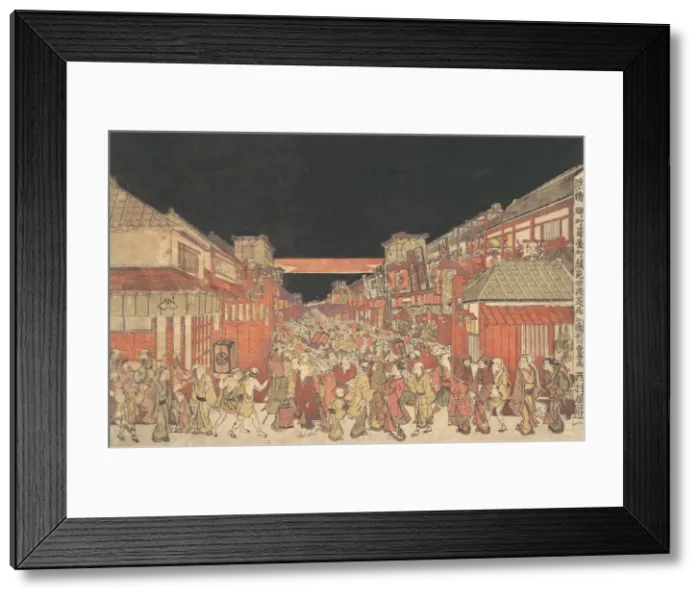 Framed Print : Sakaicho Fukiyacho Kaomise Yoshibai no Zu, ca. 1780. Creator: Utagawa Toyoharu Framed Print : Sakaicho Fukiyacho Kaomise Yoshibai no Zu, ca. 1780. Creator: Utagawa Toyoharu