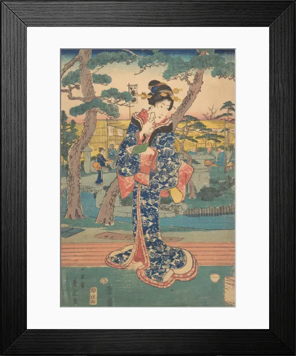 Framed Print : Young girl at tea house in Iriya, mid-19th century. Creator: Utagawa Hiroshige II Framed Print : Young girl at tea house in Iriya, mid-19th century. Creator: Utagawa Hiroshige II