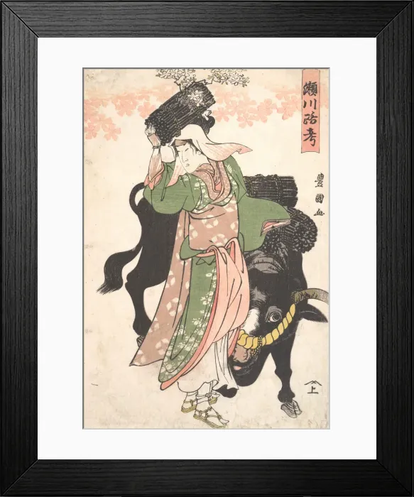 Framed Print : The Actor Segawa Roko as the Woodseller Ohara Leading an Ox, ca. 1810 Framed Print : The Actor Segawa Roko as the Woodseller Ohara Leading an Ox, ca. 1810