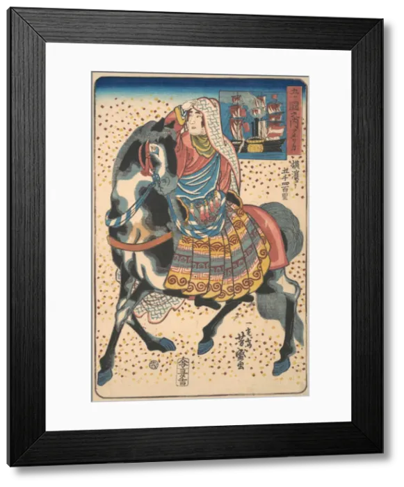 Framed Print : Mounted American Woman, 12th month, 1860. Creator: Utagawa Yoshimori Framed Print : Mounted American Woman, 12th month, 1860. Creator: Utagawa Yoshimori