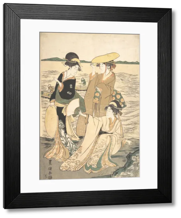 Framed Print : Three Young Ladies by the Seashore. Creator: Utagawa Toyokuni I Framed Print : Three Young Ladies by the Seashore. Creator: Utagawa Toyokuni I