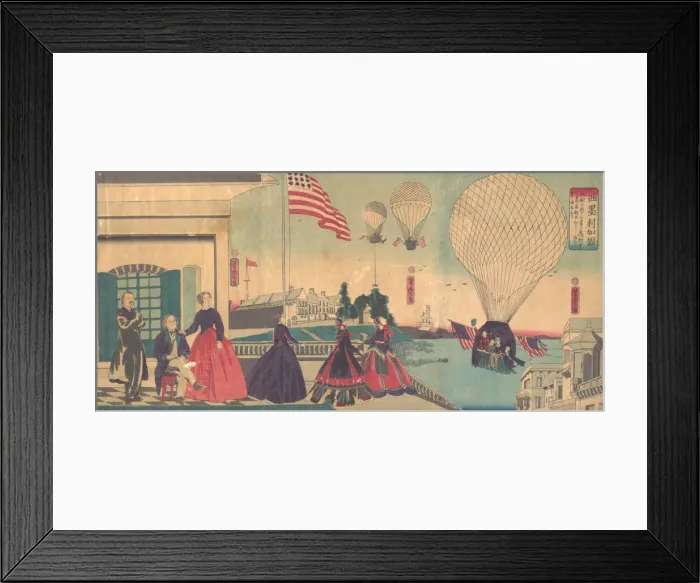 Framed Print : American Balloon Ascension (Amerikakoku), 6th month, 1867. Creator: Utagawa Yoshitora Framed Print : American Balloon Ascension (Amerikakoku), 6th month, 1867. Creator: Utagawa Yoshitora