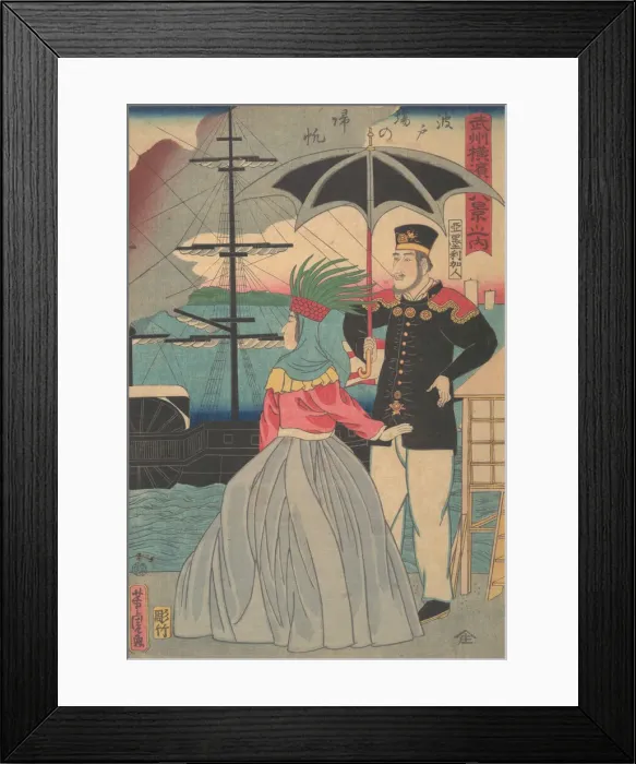 Framed Print : Returning Sails at the Wharves [American couple], 1st month, 1861
