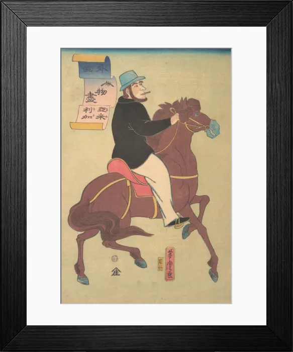 Framed Print : American Horseman, 1st month, 1861. Creator: Utagawa Yoshitora Framed Print : American Horseman, 1st month, 1861. Creator: Utagawa Yoshitora