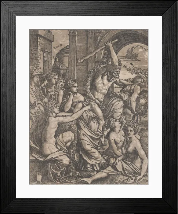 Framed Print : Hercules chasing Avarice from the Temple of the Muses, ca. 1520-27. Creator: Ugo da Carpi Framed Print : Hercules chasing Avarice from the Temple of the Muses, ca. 1520-27. Creator: Ugo da Carpi