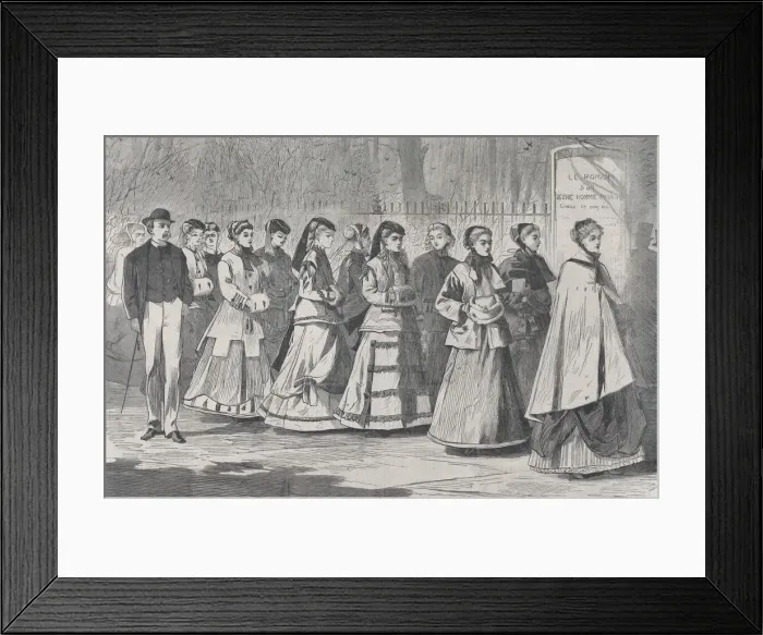 Framed Print : The Morning Walk - The Young Ladies School Promenading the Avenue (Harpers Wee Framed Print : The Morning Walk - The Young Ladies School Promenading the Avenue (Harpers Wee
