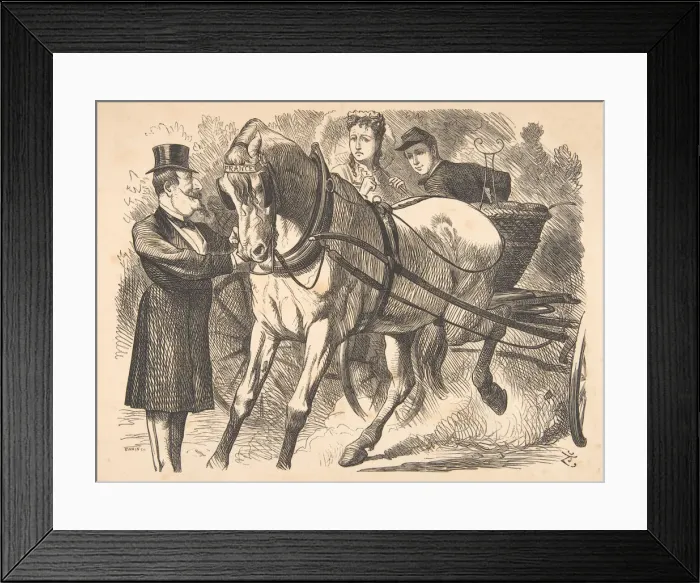 Framed Print : Easing the Curb (Punch, July 24, 1869), 1869. Creator: John Tenniel Framed Print : Easing the Curb (Punch, July 24, 1869), 1869. Creator: John Tenniel