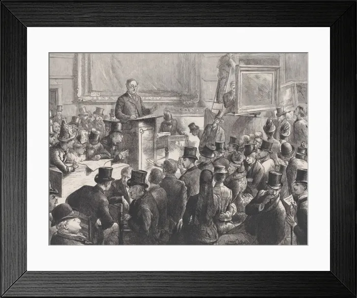 Framed Print : A Great Picture Sale at Christie s, from The Graphic, September 10, 1887 Framed Print : A Great Picture Sale at Christie s, from The Graphic, September 10, 1887
