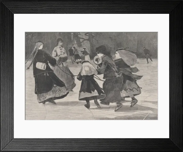 Framed Print : Winter - A Skating Scene (Harpers Weekly, Vol. XII), January 25, 1868. Creator: Unknown Framed Print : Winter - A Skating Scene (Harpers Weekly, Vol. XII), January 25, 1868. Creator: Unknown