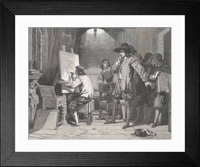 Framed Print : Sebastian Gomez Discovered by His Master, Murillo, At Work, from Illustrated L... April 29, 1848. Creator: Walter George Mason Framed Print : Sebastian Gomez Discovered by His Master, Murillo, At Work, from Illustrated L... April 29, 1848. Creator: Walter George Mason