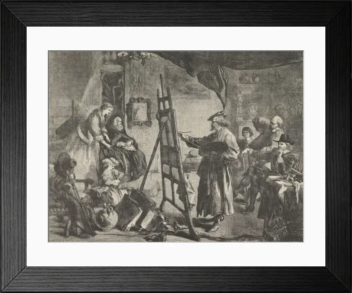 Framed Print : L Atelier de Rembrandt, tableau de J. Gilbert (Rembrandts Studio, a painting Framed Print : L Atelier de Rembrandt, tableau de J. Gilbert (Rembrandts Studio, a painting