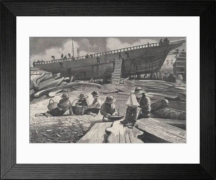Framed Print : Ship-Building, Gloucester Harbor (Harpers Weekly, Vol. XVII), October 11, 1873 Framed Print : Ship-Building, Gloucester Harbor (Harpers Weekly, Vol. XVII), October 11, 1873