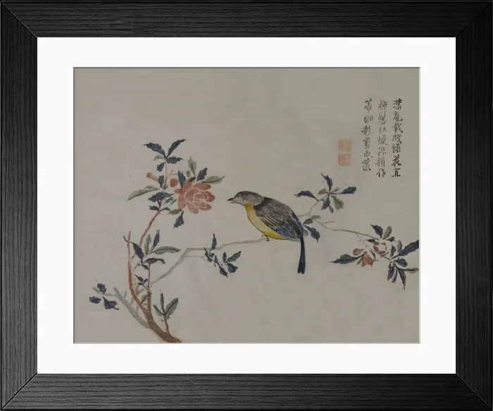 Framed Print : Bird on a Flowering Branch, 19th century. Creator: Unknown Framed Print : Bird on a Flowering Branch, 19th century. Creator: Unknown