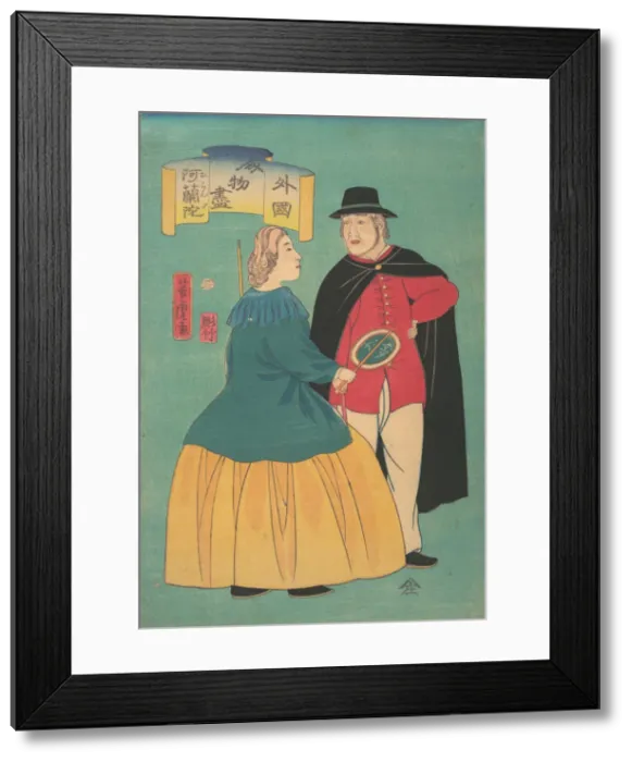 Framed Print : Dutch Couple, 1st month, 1861. Creator: Utagawa Yoshitora Framed Print : Dutch Couple, 1st month, 1861. Creator: Utagawa Yoshitora
