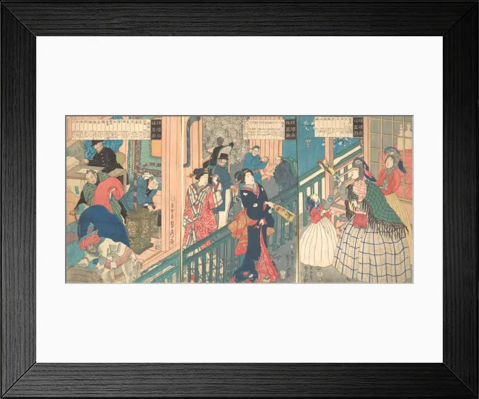 Framed Print : A True View of a Trading House of a Yokohama Merchant, 1st month, 1861 Framed Print : A True View of a Trading House of a Yokohama Merchant, 1st month, 1861